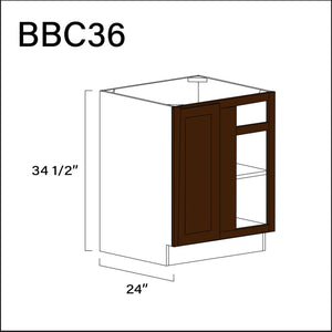 Espresso Shaker Base Blind Corner Cabinet - 36" W x 34.5" H x 24" D Hardware and Cabinets