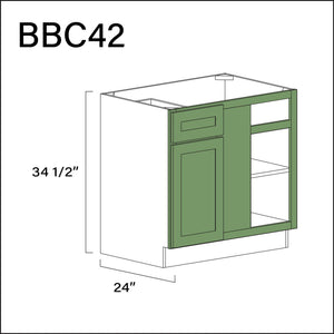 Emerald Green Shaker Base Blind Corner Cabinet - 39" W x 34.5" H x 24" D Hardware and Cabinets