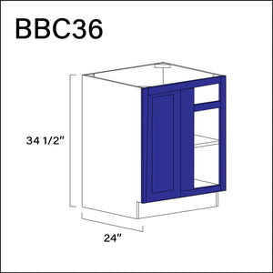 Royal Blue Shaker Base Blind Corner Cabinet - 36" W x 34.5" H x 24" D Hardware and Cabinets