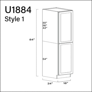 White Shaker Single Door Pantry Cabinet - 18" W x 84" H x 24" D APEX Cabinetry