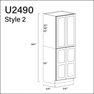 White Shaker Double Door Pantry Cabinet - 24" W x 90" H x 24" D APEX Cabinetry