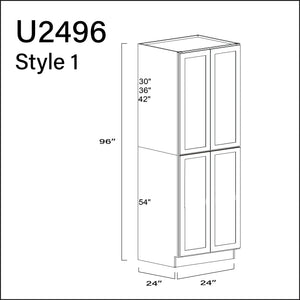 White Shaker Double Door Pantry Cabinet - 24" W x 96" H x 24" D APEX Cabinetry