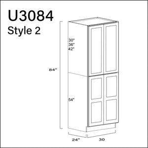 White Shaker Double Door Pantry Cabinet - 30" W x 84" H x 24" D APEX Cabinetry