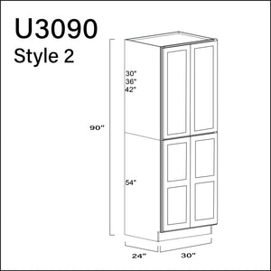 White Shaker Double Door Pantry Cabinet - 30" W x 90" H x 24" D APEX Cabinetry