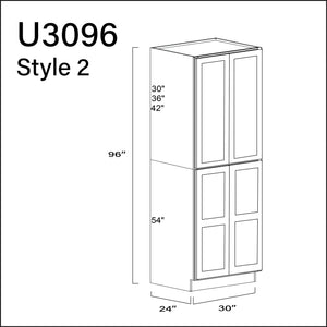 White Shaker Double Door Pantry Cabinet - 30" W x 96" H x 24" D APEX Cabinetry