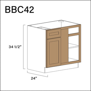 Wood Brown Shaker Base Blind Corner Cabinet - 39" W x 34.5" H x 24" D Hardware and Cabinets