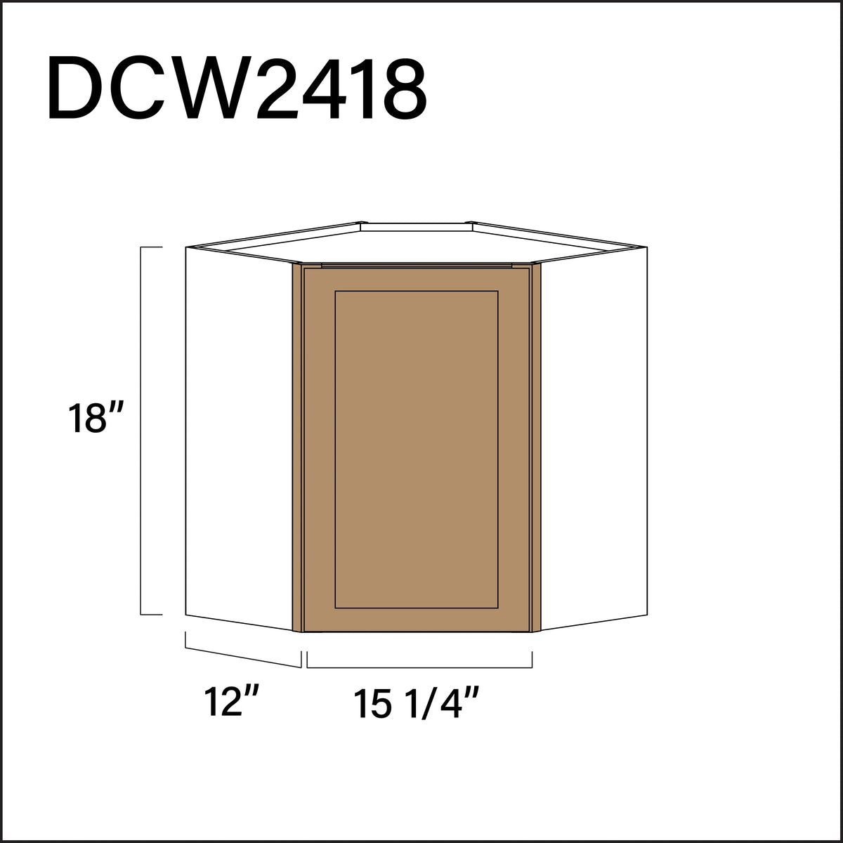 Wood Brown Shaker Diagonal Wall Corner Cabinet - 24" W x 18" H x 12" D APEX Cabinetry