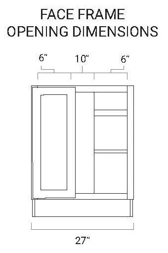 Wood Brown Shaker Base Blind Corner Cabinet - 27" W x 34.5" H x 24" D