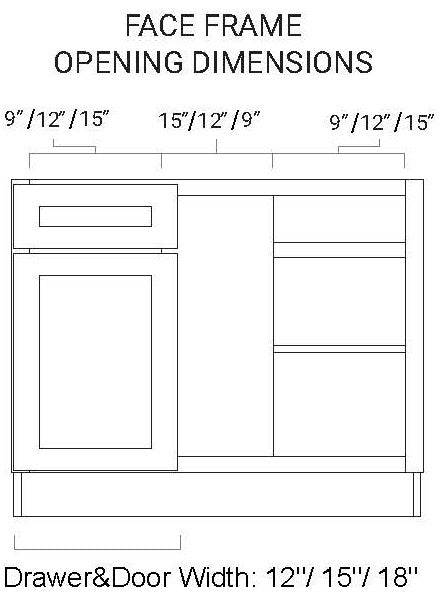 Wood Brown Shaker Base Blind Corner Cabinet - 39" W x 34.5" H x 24" D
