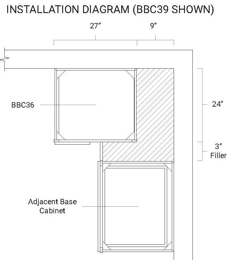 Wood Brown Shaker Base Blind Corner Cabinet - 27" W x 34.5" H x 24" D