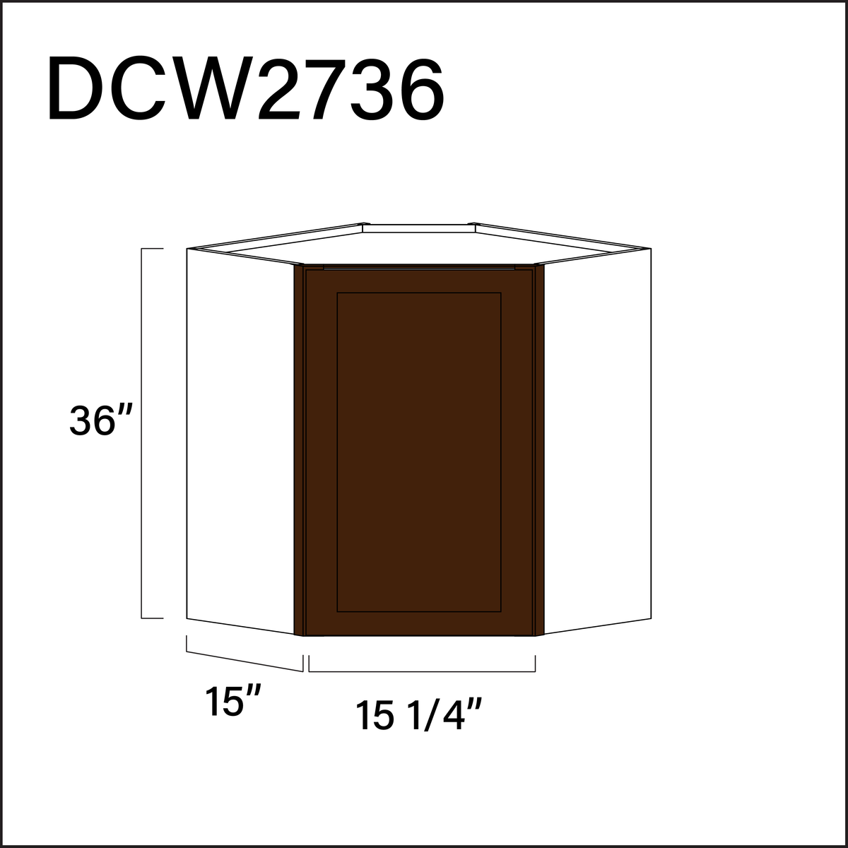 Espresso Shaker Diagonal Wall Corner Cabinet - 27" W x 36" H x 15" D
