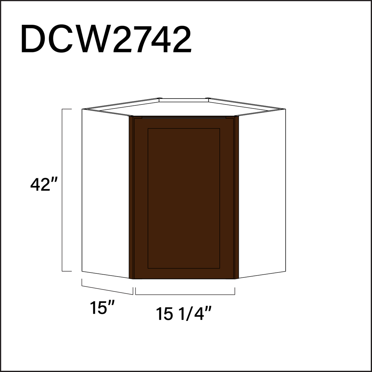 Espresso Shaker Diagonal Wall Corner Cabinet - 27" W x 42" H x 15" D