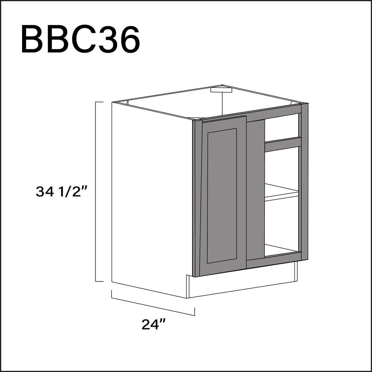 Earth Grey Shaker Base Blind Corner Cabinet - 27" W x 34.5" H x 24" D
