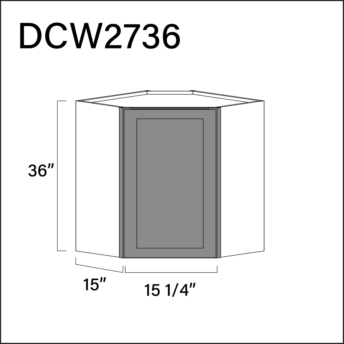 Earth Grey Shaker Diagonal Wall Corner Cabinet - 27" W x 36" H x 15" D