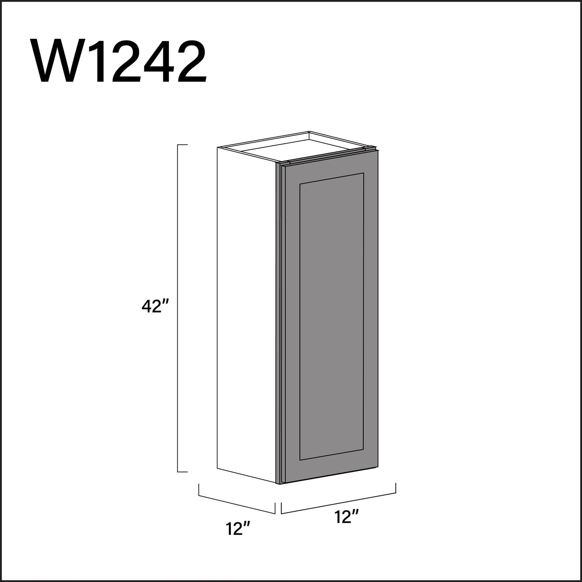 Earth Grey Shaker Single Door Wall Cabinet - 12" W x 42" H x 12" D APEX Cabinetry