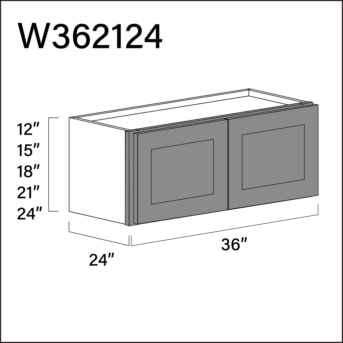 Earth Grey Shaker Wall Bridge Double Door Cabinet - 36" W x 21" H x 24" D