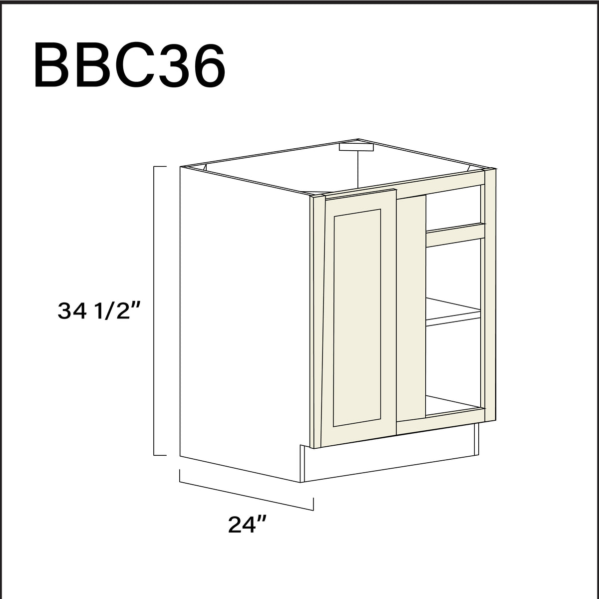 Milkshake White Base Blind Corner Cabinet - 36" W x 34.5" H x 24" D