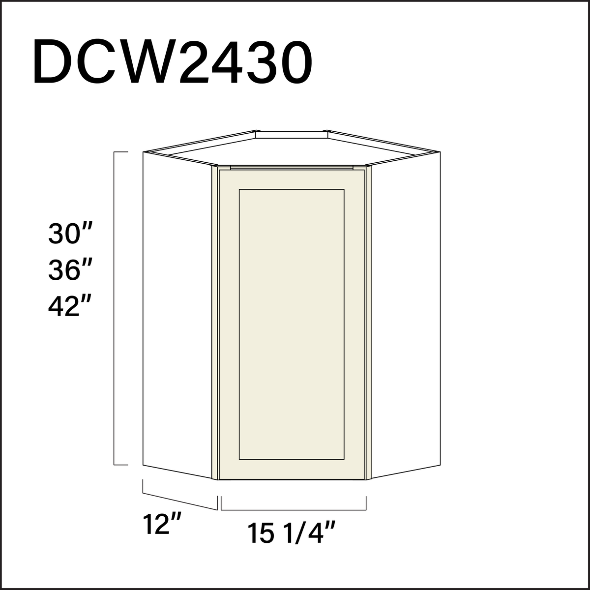 Milkshake White Diagonal Wall Corner Cabinet - 24" W x 30" H x 12" D