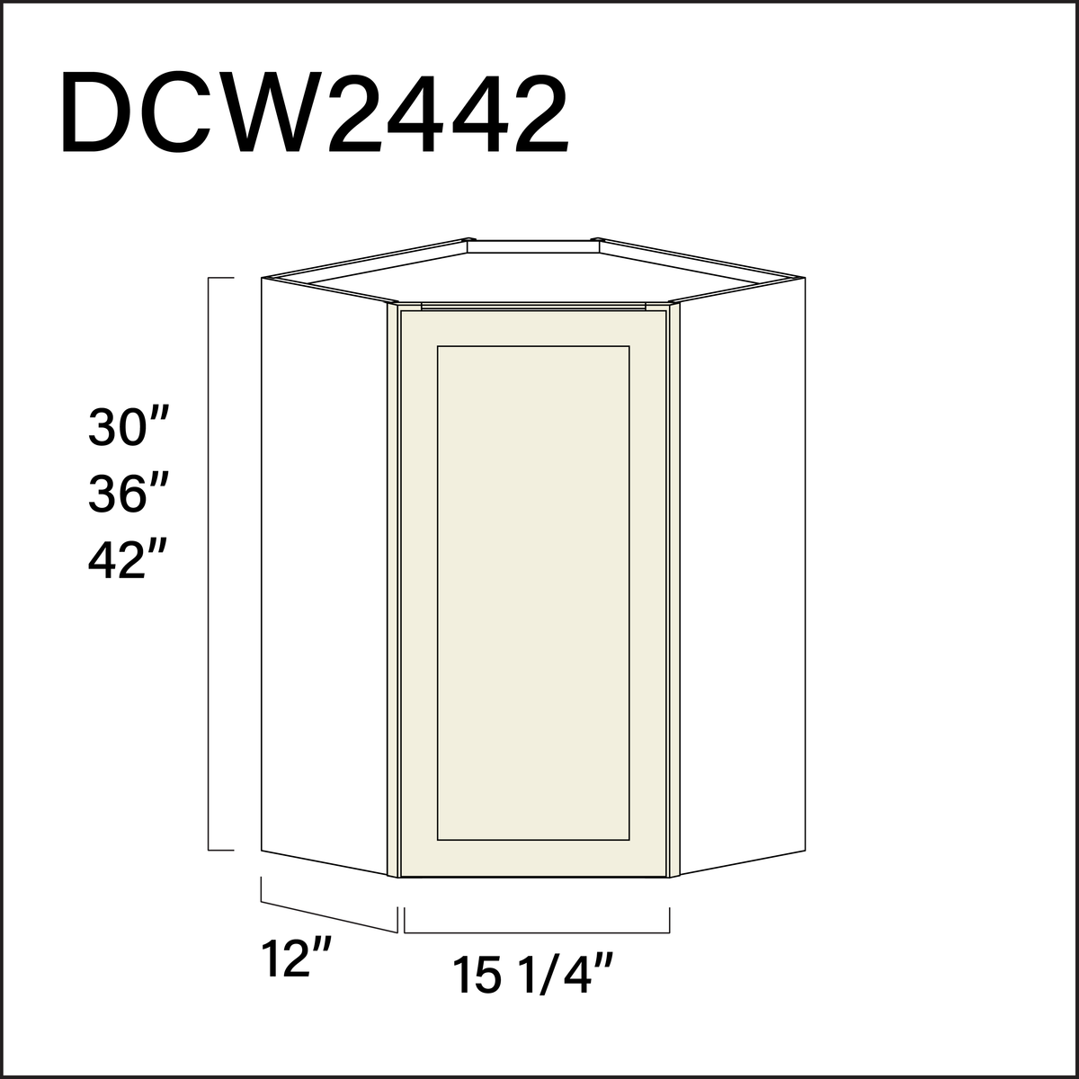 Milkshake White Diagonal Wall Corner Cabinet - 24" W x 42" H x 12" D