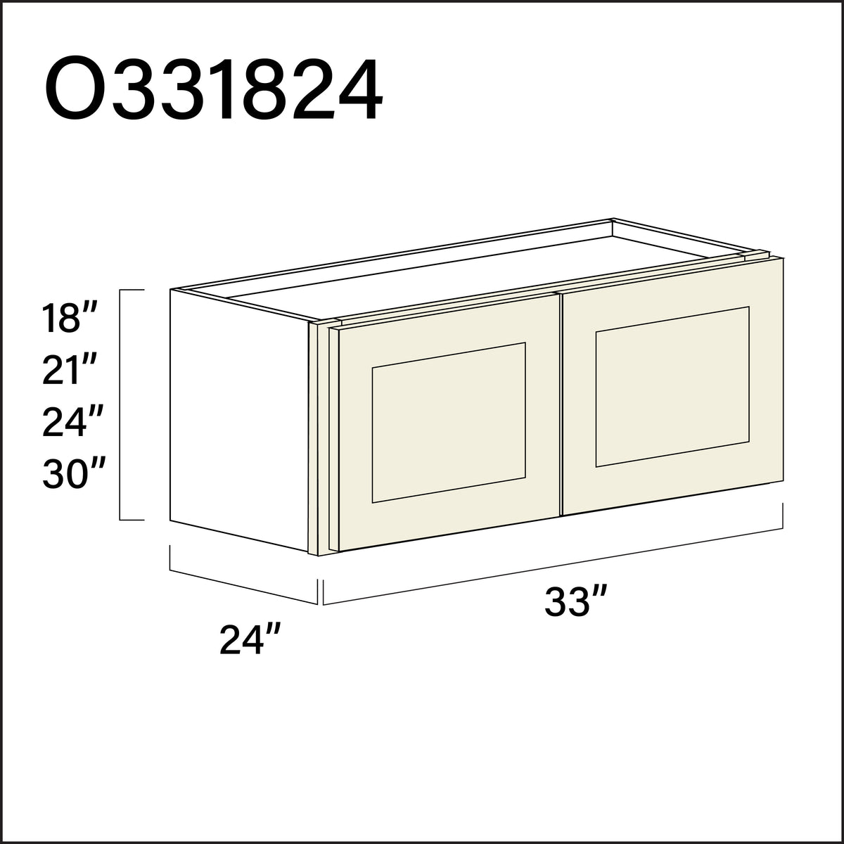 Milkshake White Double Door Oven Upper Cabinet - 33" W x 18" H x 24" D
