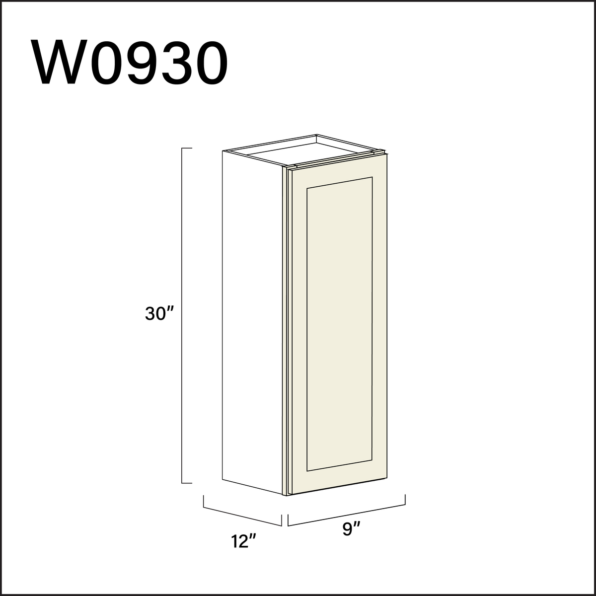 Milkshake White Single Door Wall Cabinet - 9" W x 30" H x 12" D