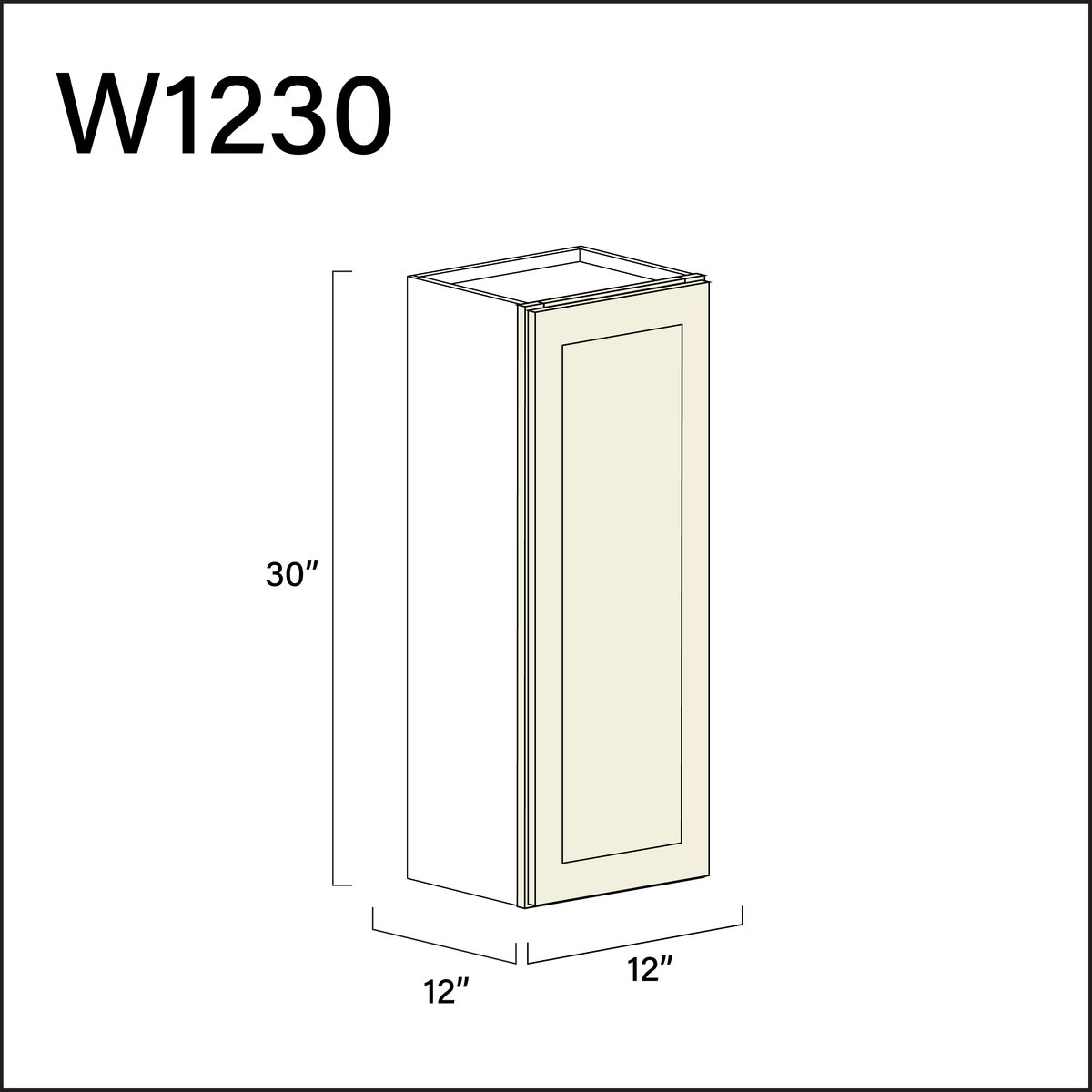 Milkshake White Single Door Wall Cabinet - 12" W x 30" H x 12" D
