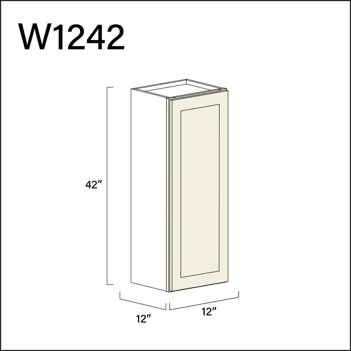 Milkshake White Single Door Wall Cabinet - 12" W x 42" H x 12" D