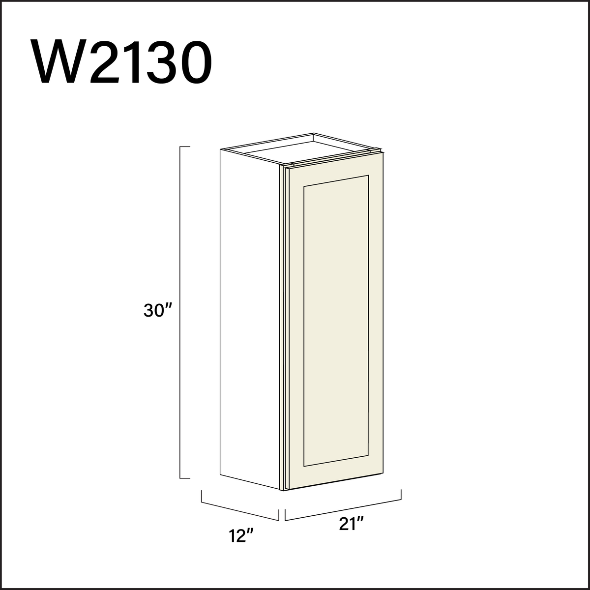 Milkshake White Single Door Wall Cabinet - 21" W x 30" H x 12" D