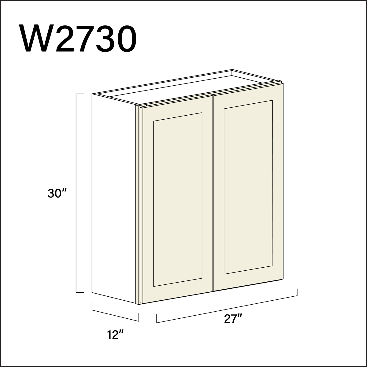 Milkshake White Double Door Wall Cabinet - 27" W x 30" H x 12" D