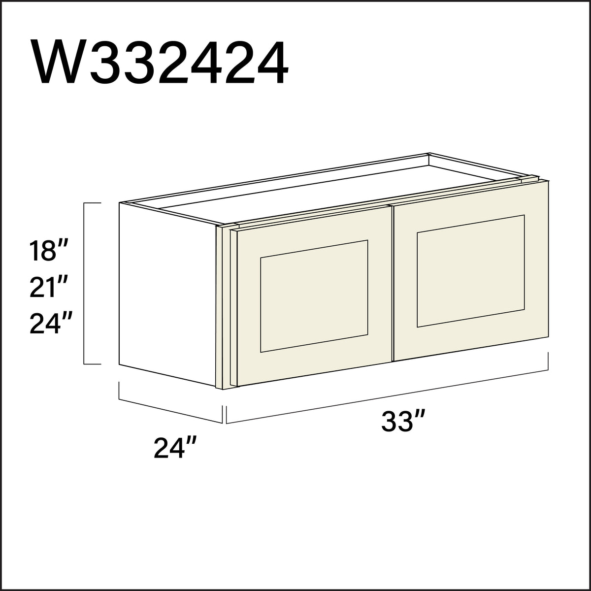 Milkshake White Wall Bridge Double Door Cabinet - 33" W x 24" H x 24" D