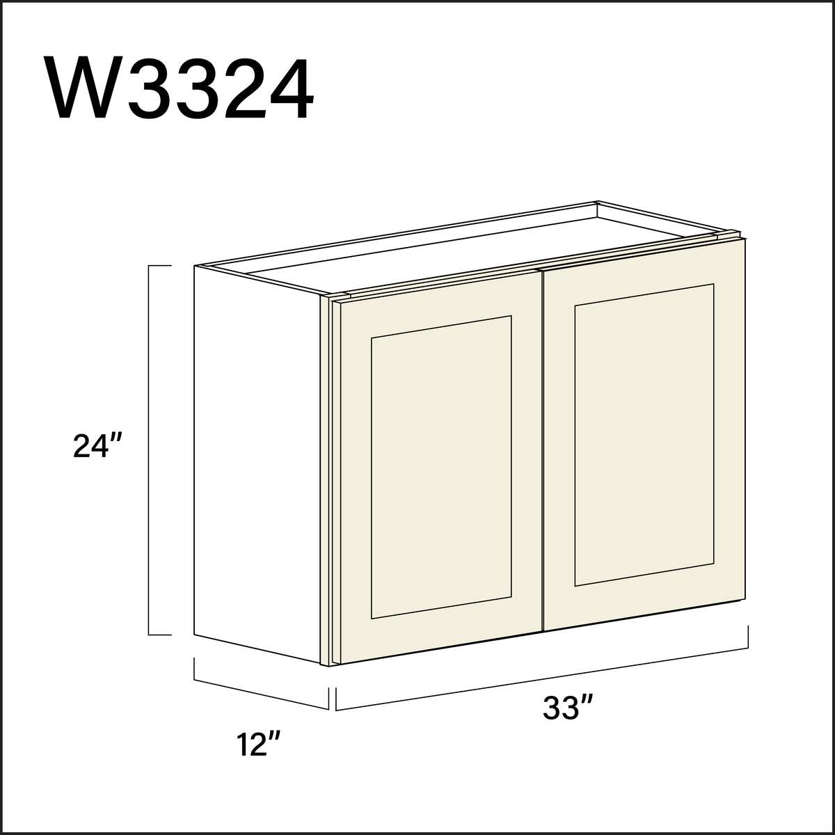 Milkshake White Double Door Wall Cabinet - 33" W x 24" H x 12" D