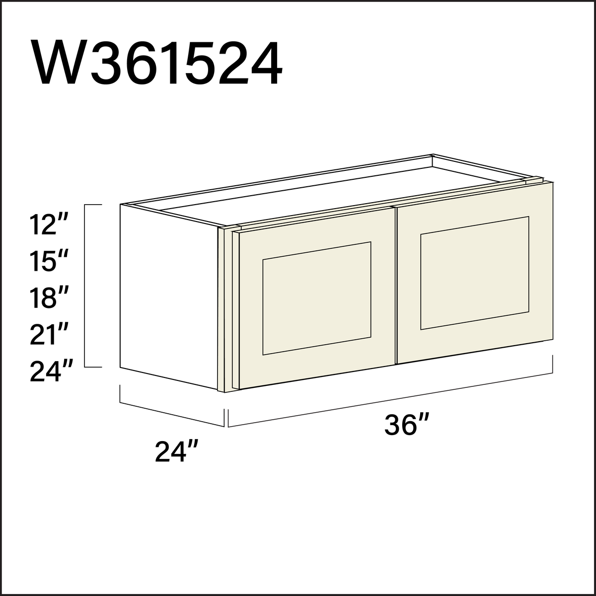 Milkshake White Wall Bridge Double Door Cabinet - 36" W x 15" H x 24" D