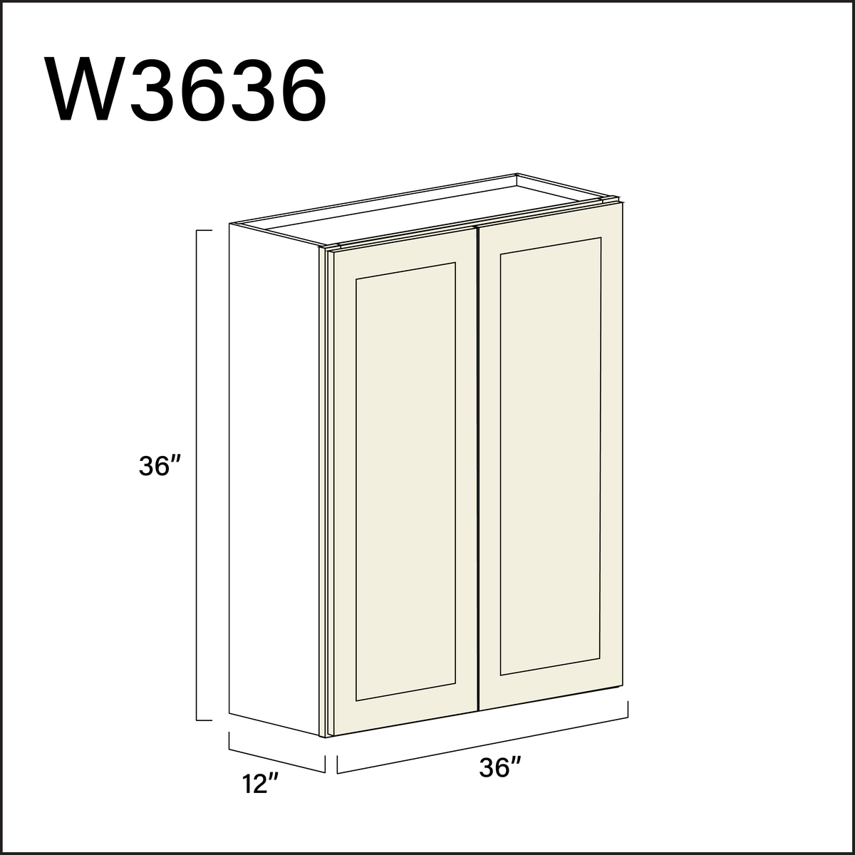 Milkshake White Double Door Wall Cabinet - 36" W x 36" H x 12" D