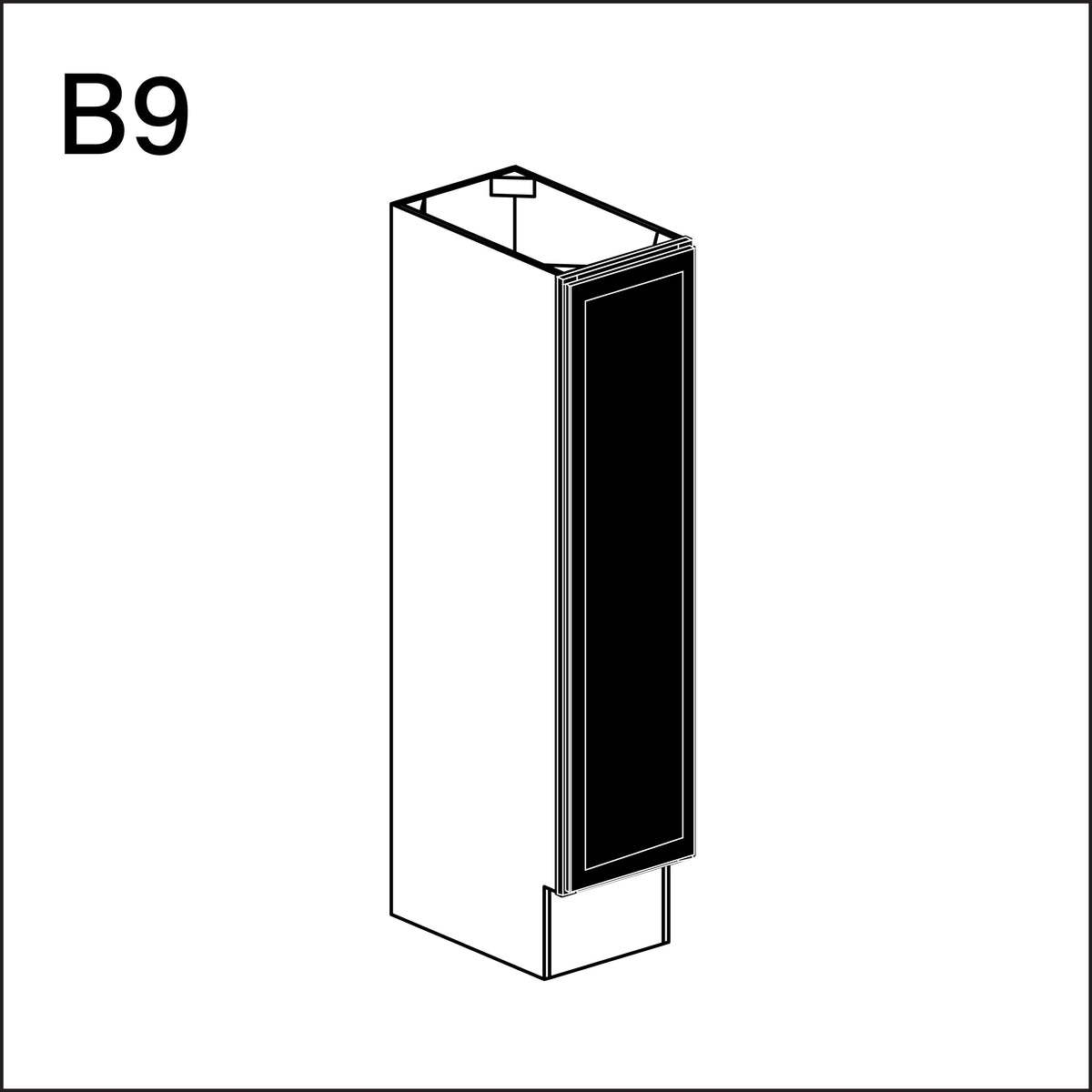 Black Slim Shaker Single Door Kitchen Base Cabinet - 9" W x 34.5" H x 24" D