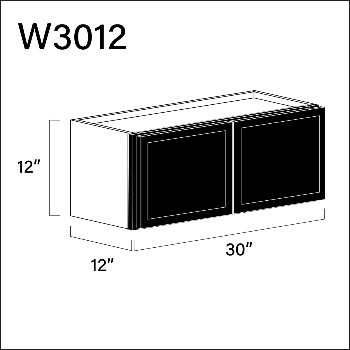 Black Slim Shaker Double Door Wall Cabinet - 30" W x 12" H x 12" D