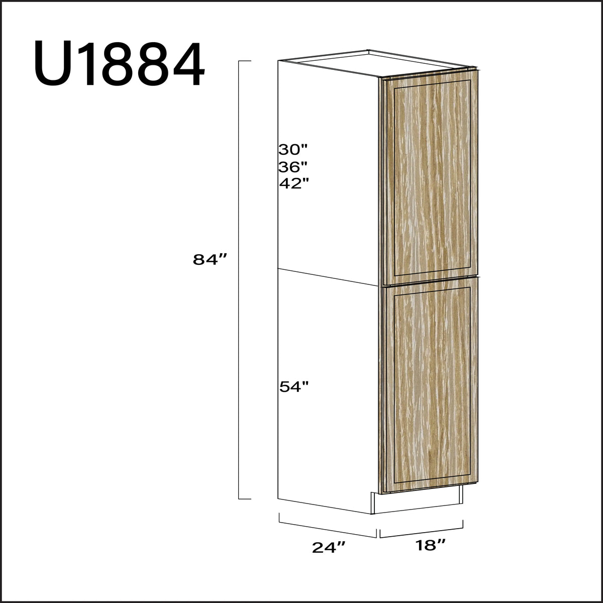 Angel Oak Slim Shaker Single Door Pantry Cabinet - 18" W x 84" H x 24" D APEX Cabinetry