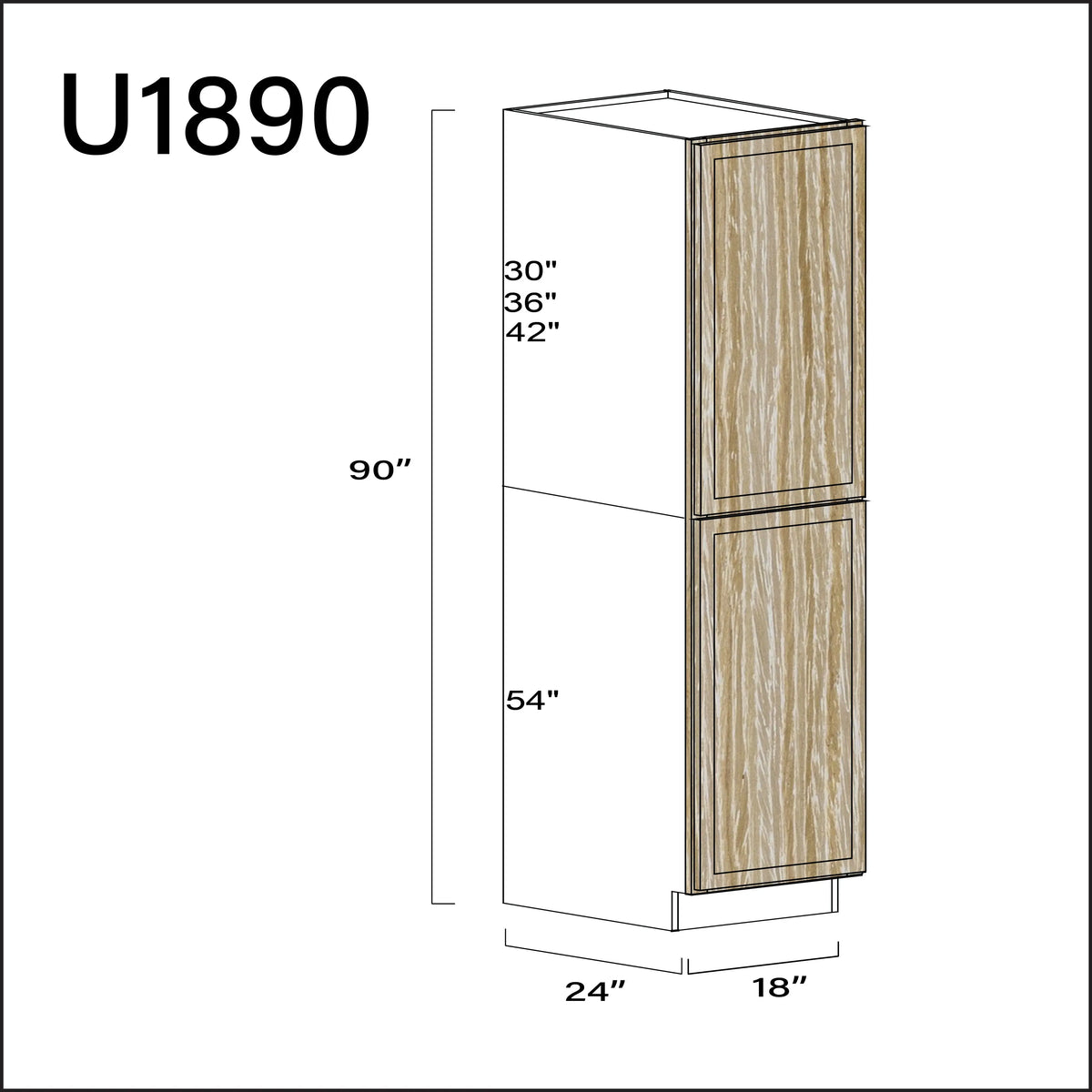 Oak Slim Shaker Single Door Pantry Cabinet - 18" W x 90" H x 24" D APEX Cabinetry