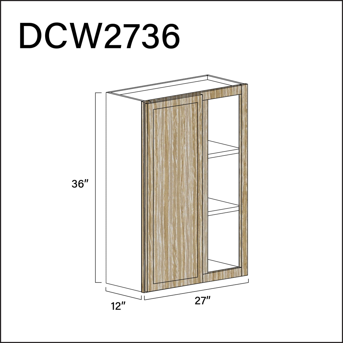 Oak Slim Shaker Wall Blind Corner Cabinet - 27" W x 36" H x 12" D