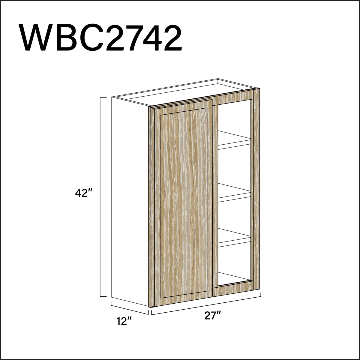 Oak Slim Shaker Wall Blind Corner Cabinet - 27" W x 42" H x 12" D