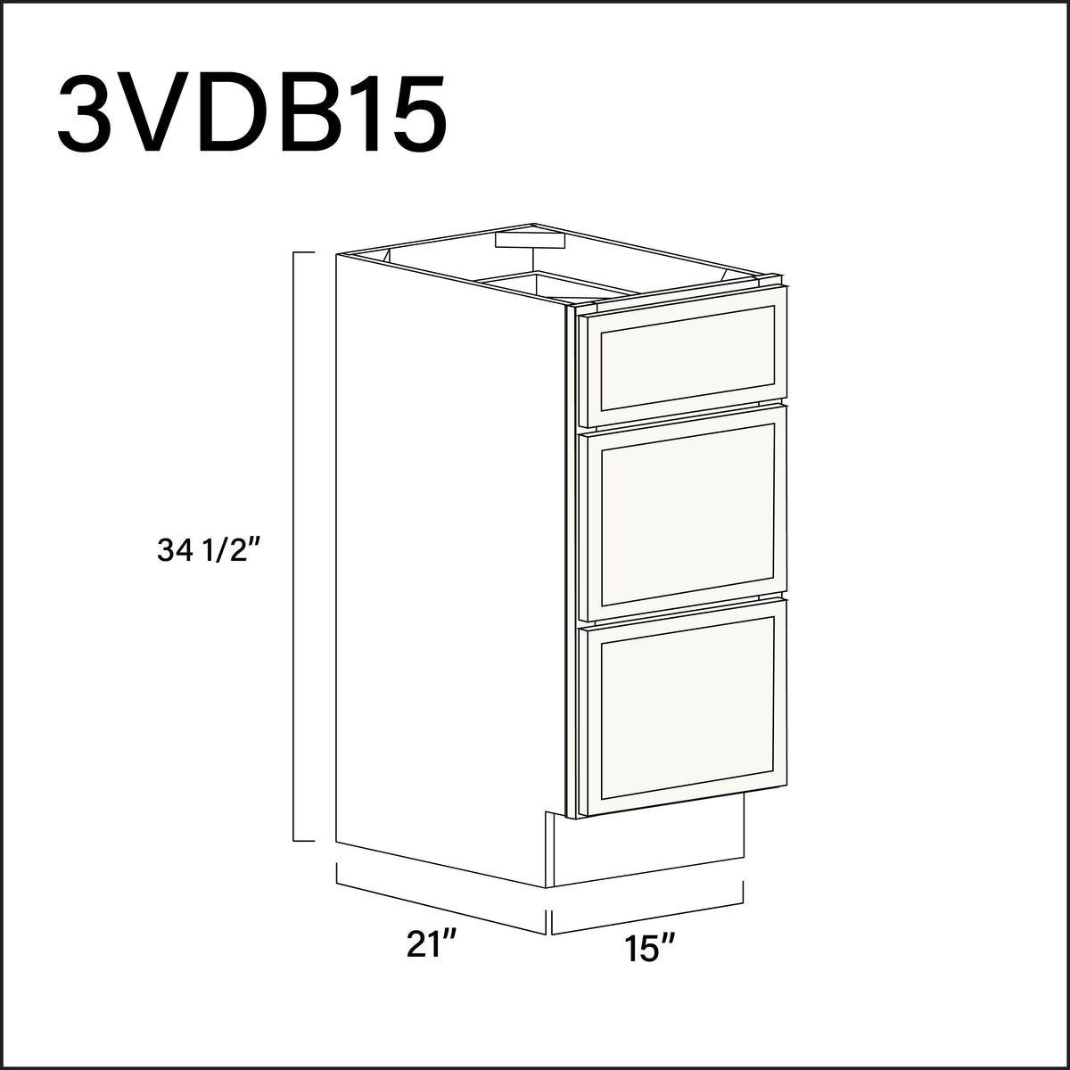 White Slim Shaker Vanity 3-Drawer Storage Cabinet - 15" W x 34.5" H x 21" D