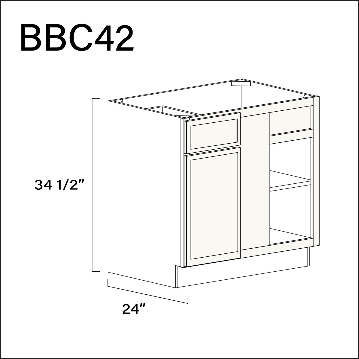White Slim Shaker Base Blind Corner Cabinet - 39" W x 34.5" H x 24" D