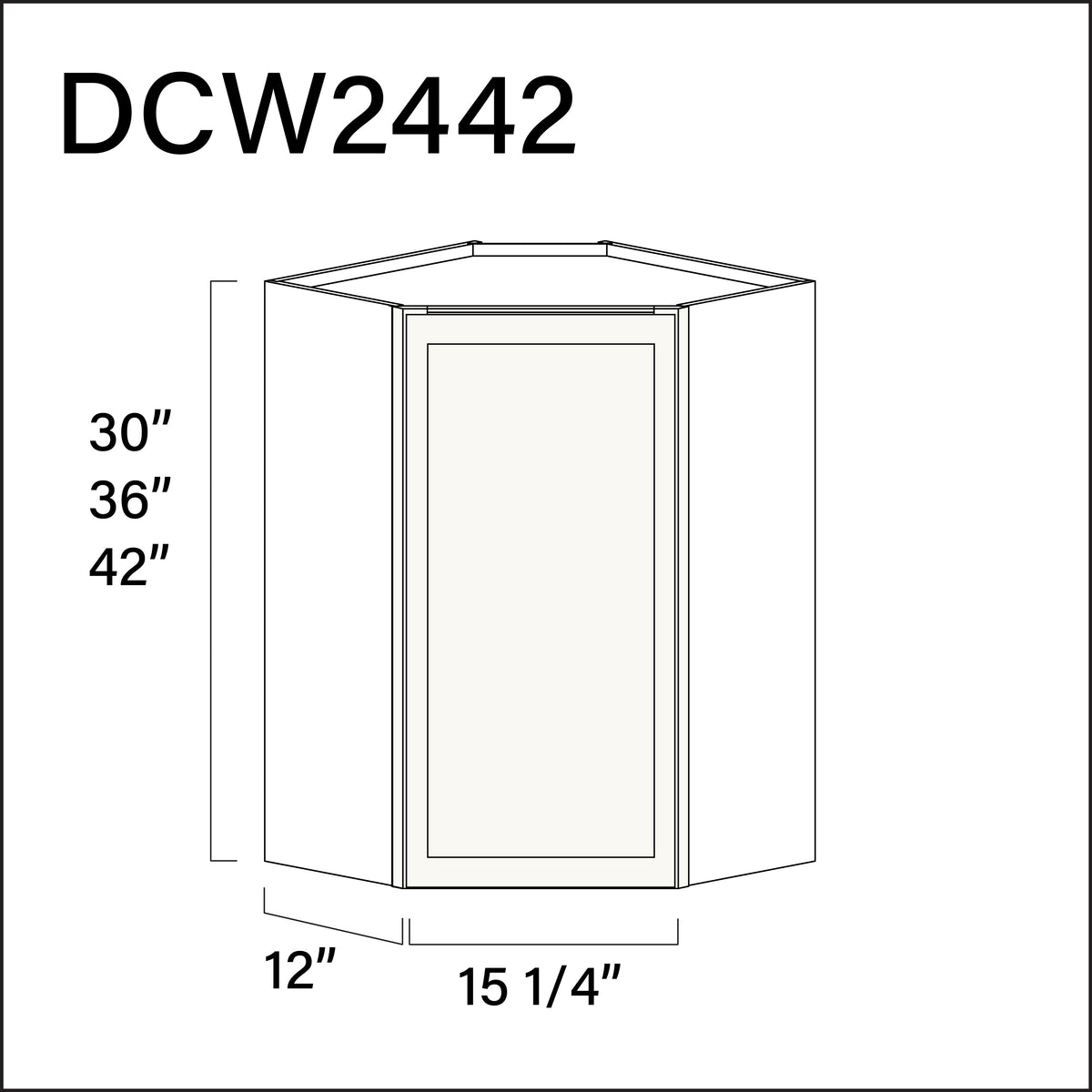 White Slim Shaker Diagonal Wall Corner Cabinet - 24" W x 42" H x 12" D
