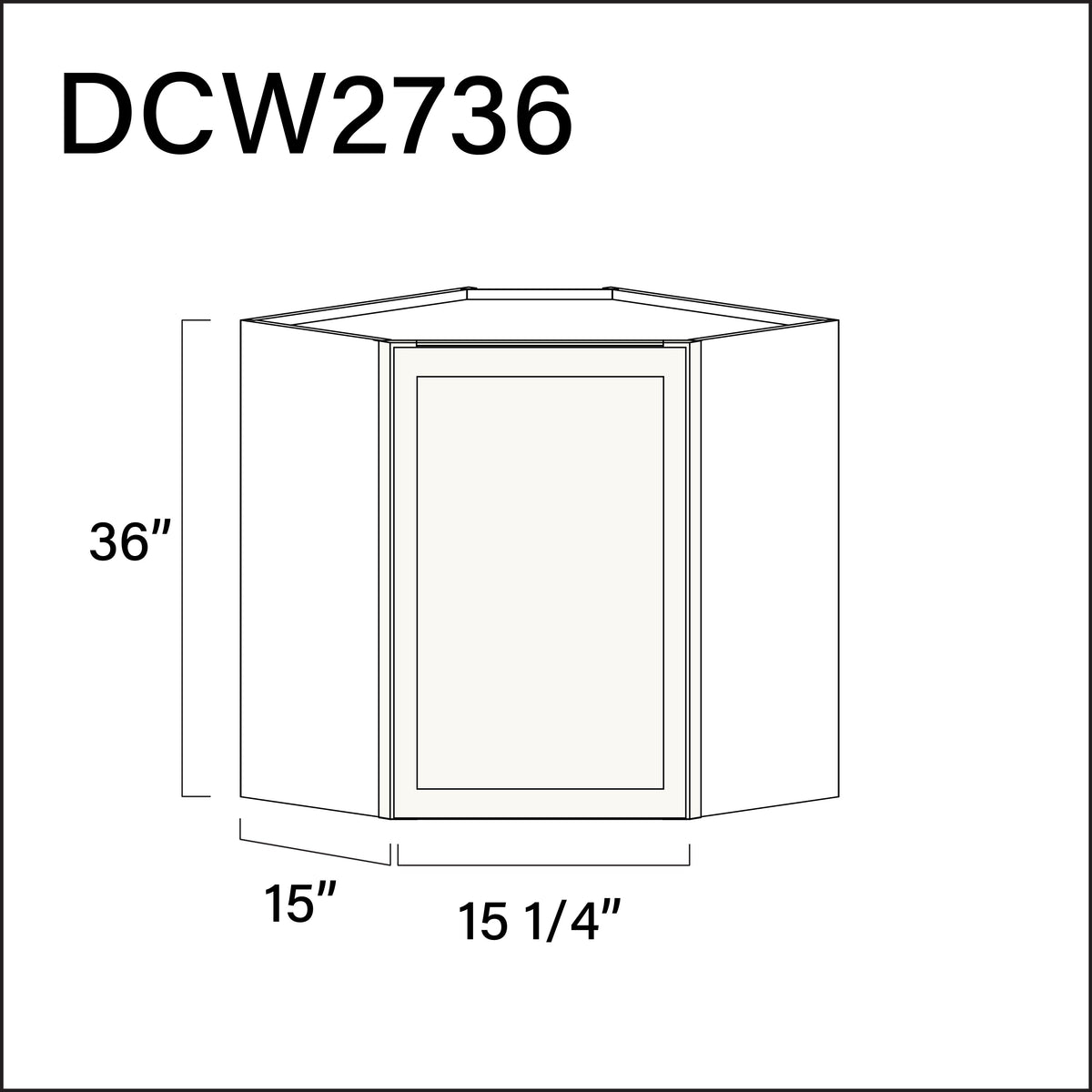 White Slim Shaker Diagonal Wall Corner Cabinet - 27" W x 36" H x 15" D