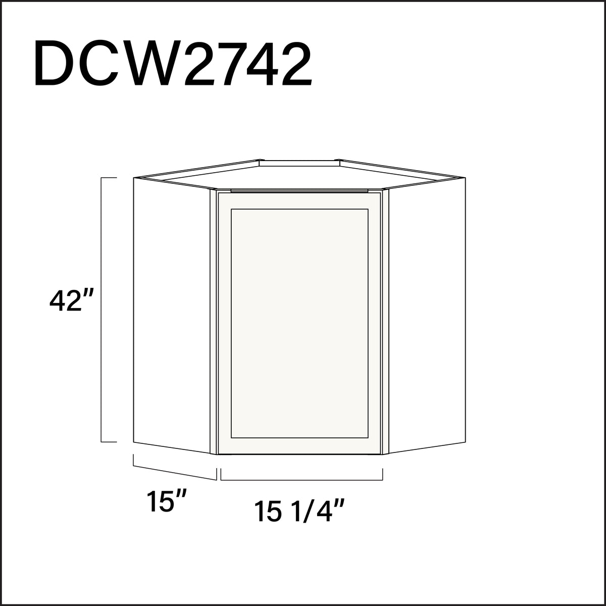 White Slim Shaker Diagonal Wall Corner Cabinet - 27" W x 42" H x 15" D