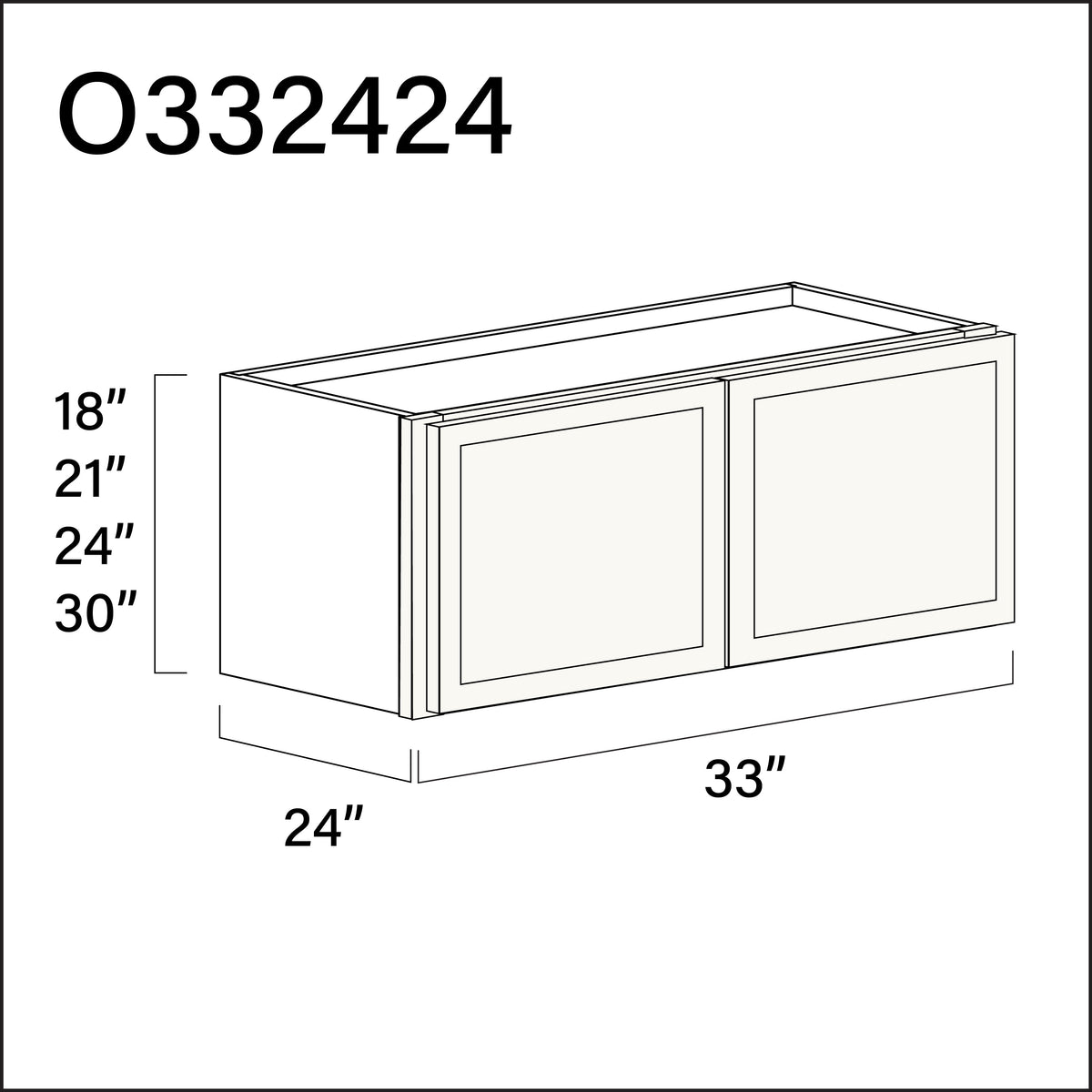 White Slim Shaker Double Door Oven Upper Cabinet - 33" W x 24" H x 24" D