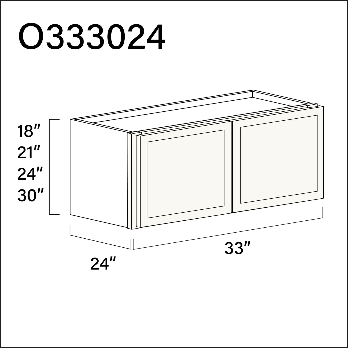 White Slim Shaker Double Door Oven Upper Cabinet - 33" W x 30" H x 24" D
