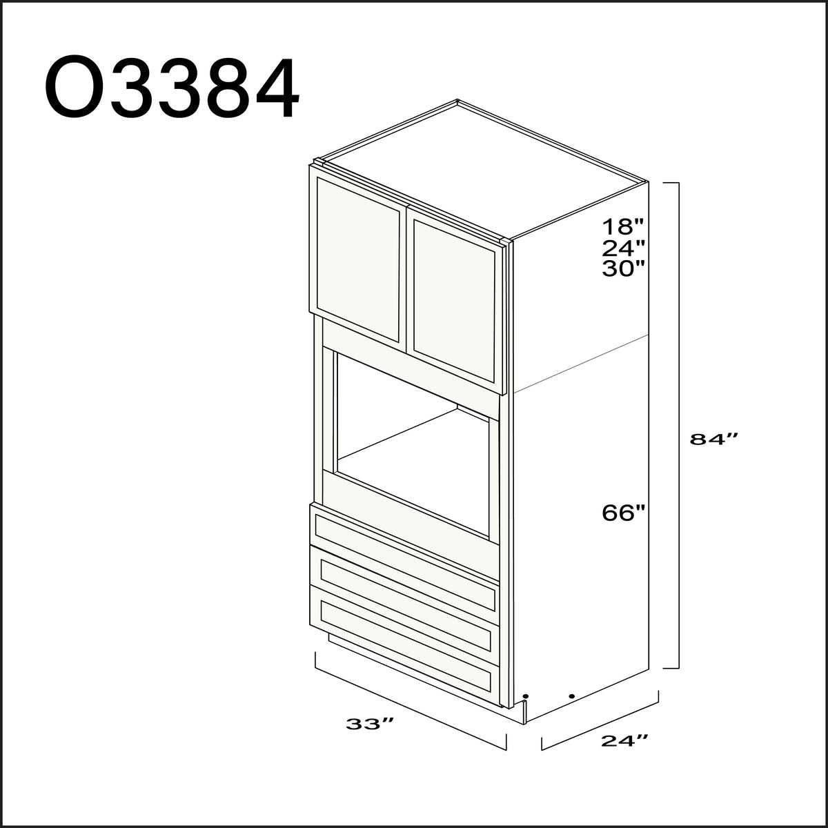 White Slim Shaker Single Oven Cabinet - 33" W x 84" H x 24" D