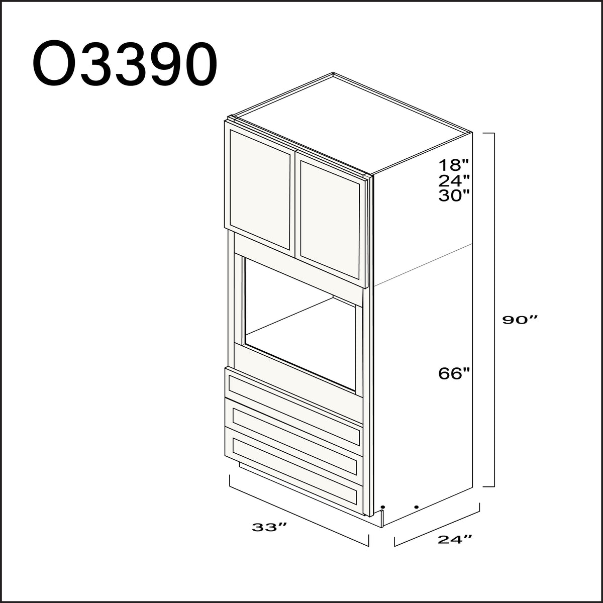 White Slim Shaker Single Oven Cabinet - 33" W x 90" H x 24" D