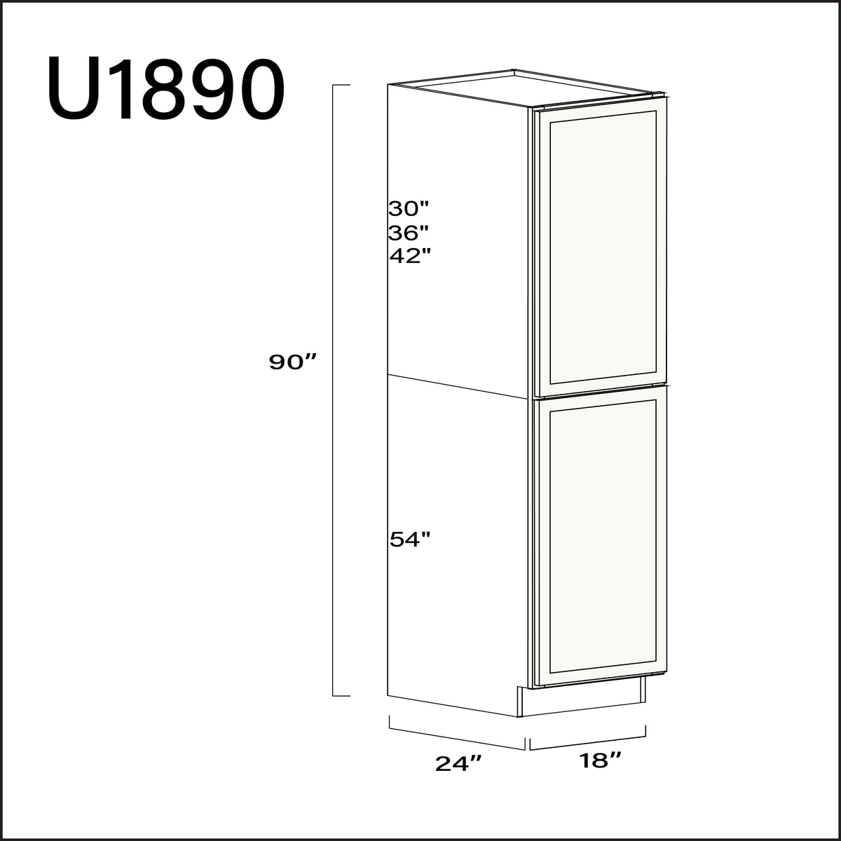 White Slim Shaker Single Door Pantry Cabinet - 18" W x 90" H x 24" D