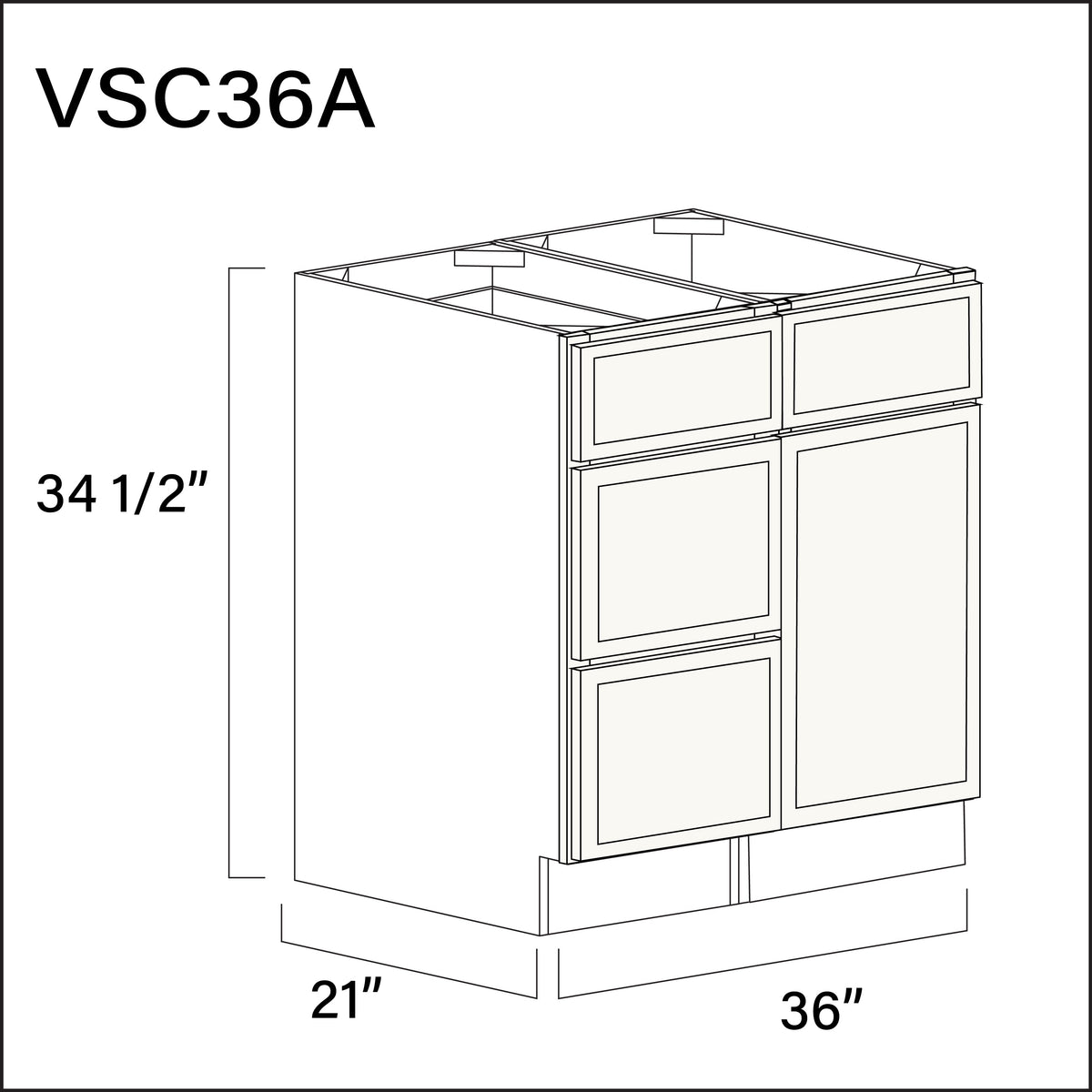 White Slim Shaker Vanity Sink Combo A Cabinets - 36" W x 34.5" H x 21" D